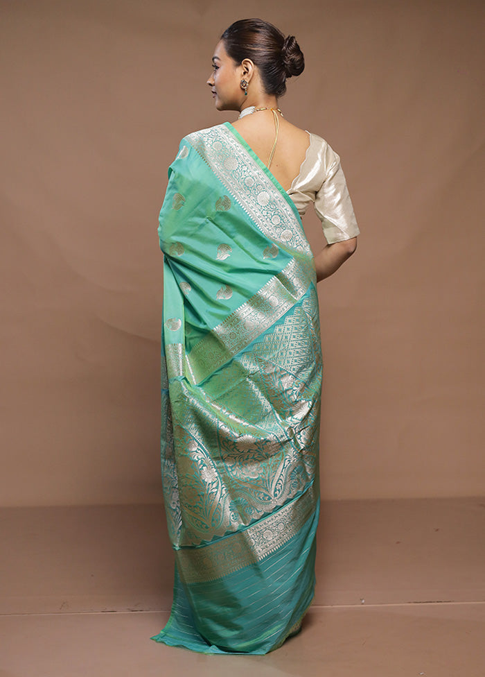 Green Katan Silk Saree With Blouse Piece
