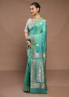 Green Katan Silk Saree With Blouse Piece