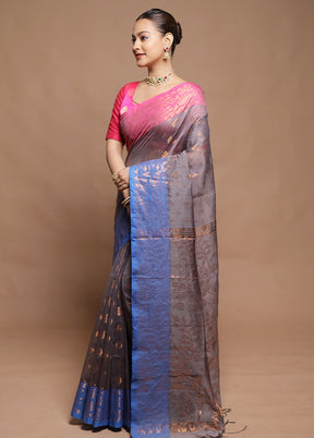 Grey Cotton Saree With Blouse Piece