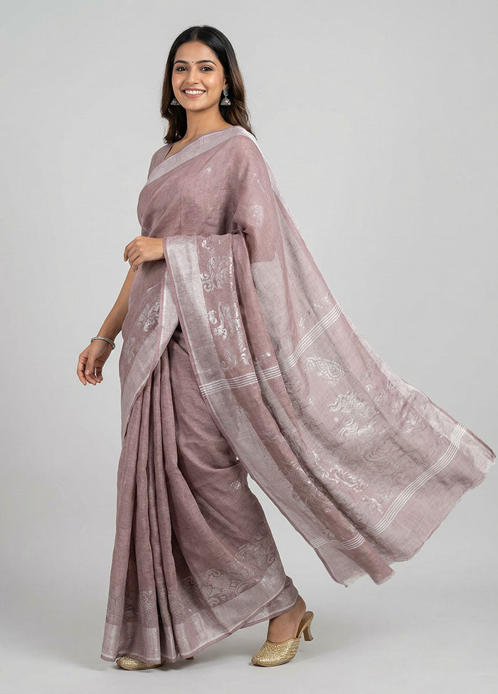 Cream Khadi Cotton Saree With Blouse Piece