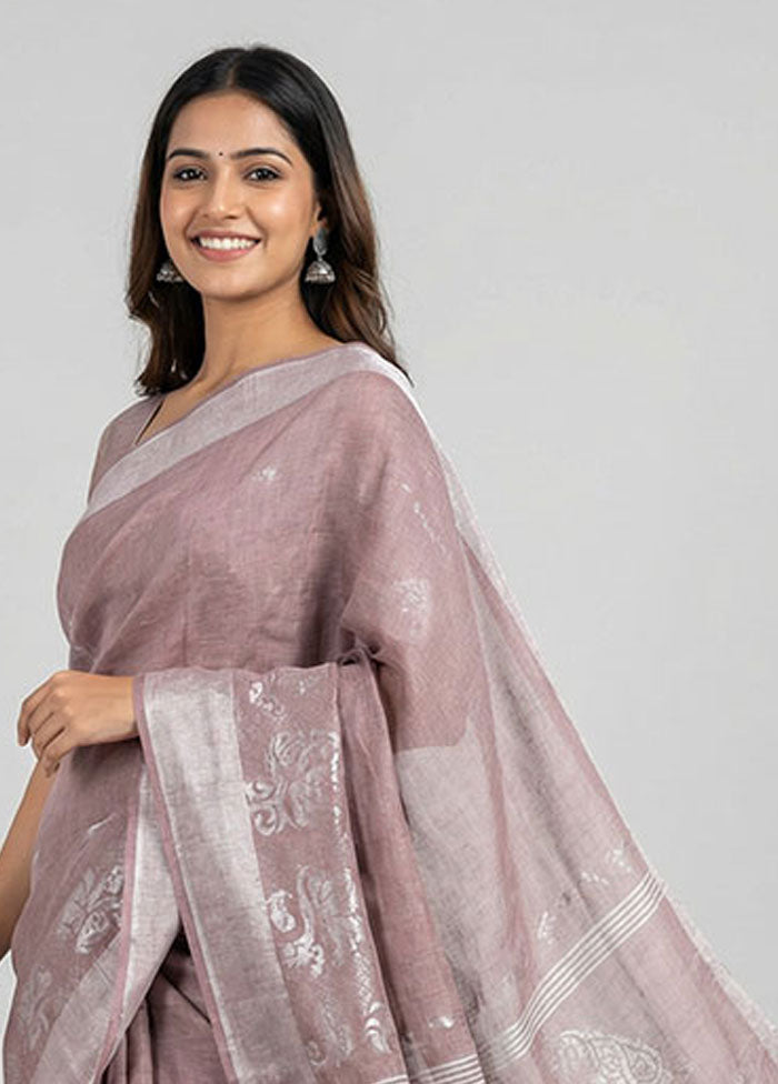 Cream Khadi Cotton Saree With Blouse Piece