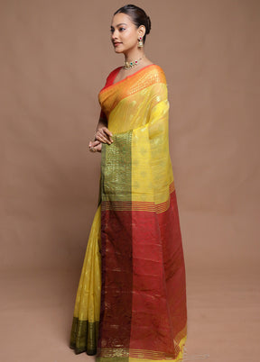 Yellow Cotton Saree With Blouse Piece