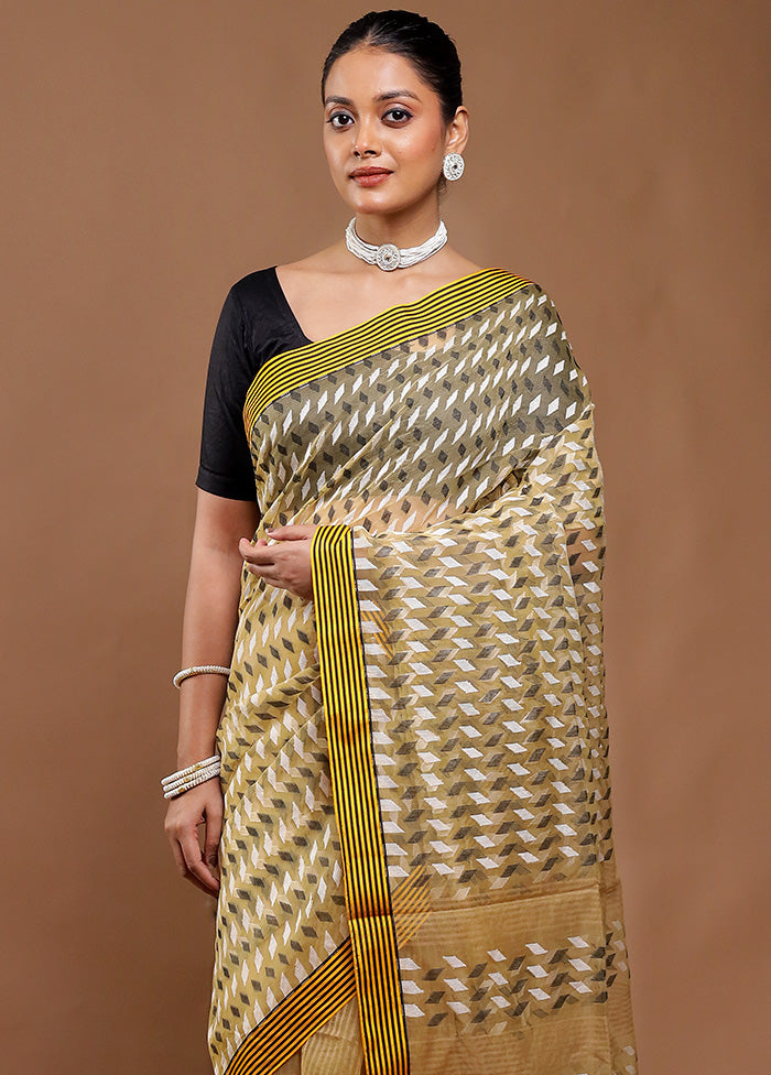 Yellow Cotton Saree With Blouse Piece