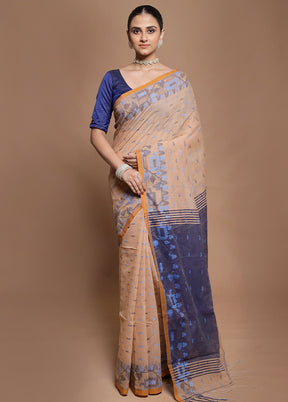 Blue Cotton Saree With Blouse Piece