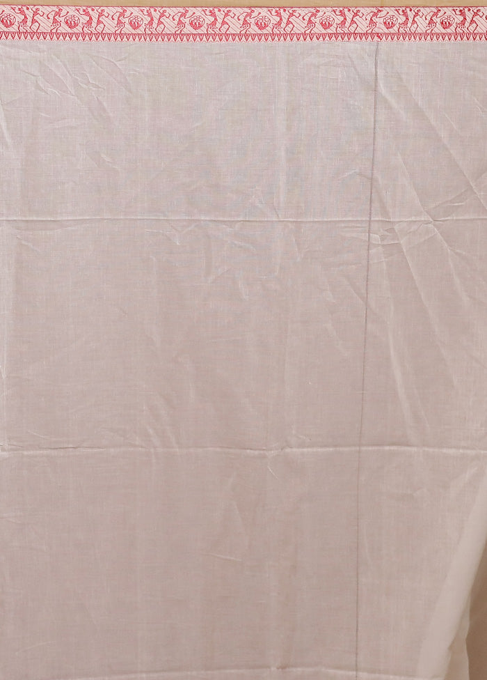Cream Cotton Saree With Blouse Piece