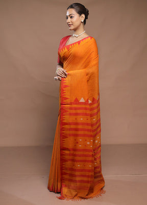 Yellow Cotton Saree With Blouse Piece