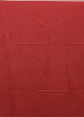 Red Cotton Saree With Blouse Piece