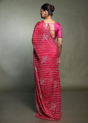Pink Handloom Chiffon Pure Silk Saree With Blouse Piece