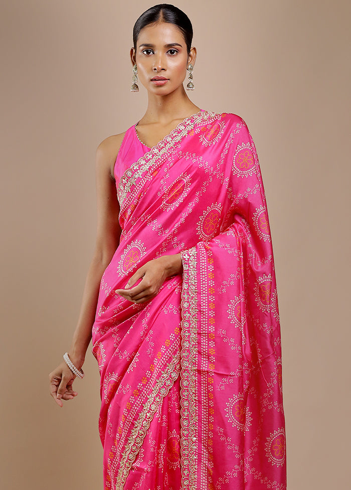 Pink Handloom Chiffon Pure Silk Saree With Blouse Piece