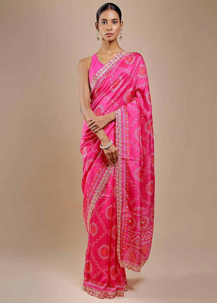 Pink Handloom Chiffon Pure Silk Saree With Blouse Piece