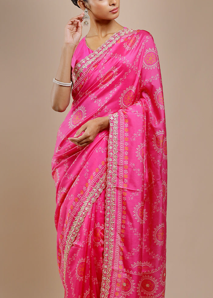 Pink Handloom Chiffon Pure Silk Saree With Blouse Piece