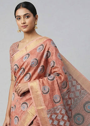 Maroon Dupion Silk Saree With Blouse Piece