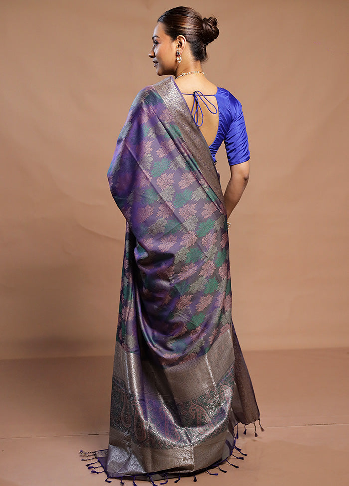 Blue Kanjivaram Silk Saree With Blouse Piece