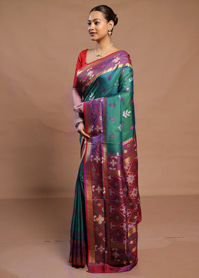 Green Dupion Silk Saree With Blouse Piece
