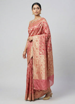 Pink Organza Saree With Blouse Piece