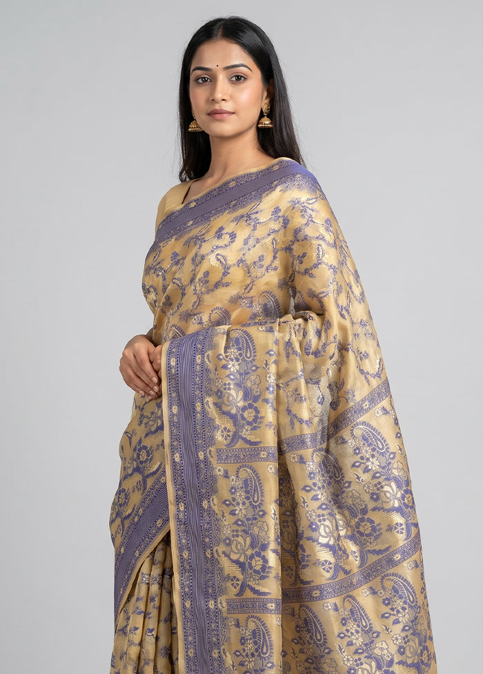 Cream Kora Silk Saree With Blouse Piece