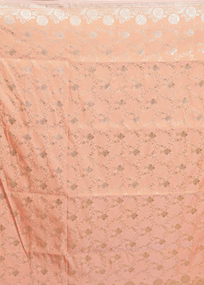 Peach Tanchoi Silk Saree With Blouse Piece