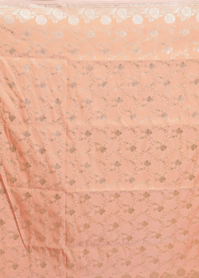 Peach Tanchoi Silk Saree With Blouse Piece
