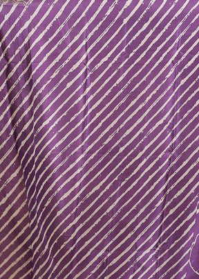 Purple Printed Pure Silk Saree Without Blouse Piece