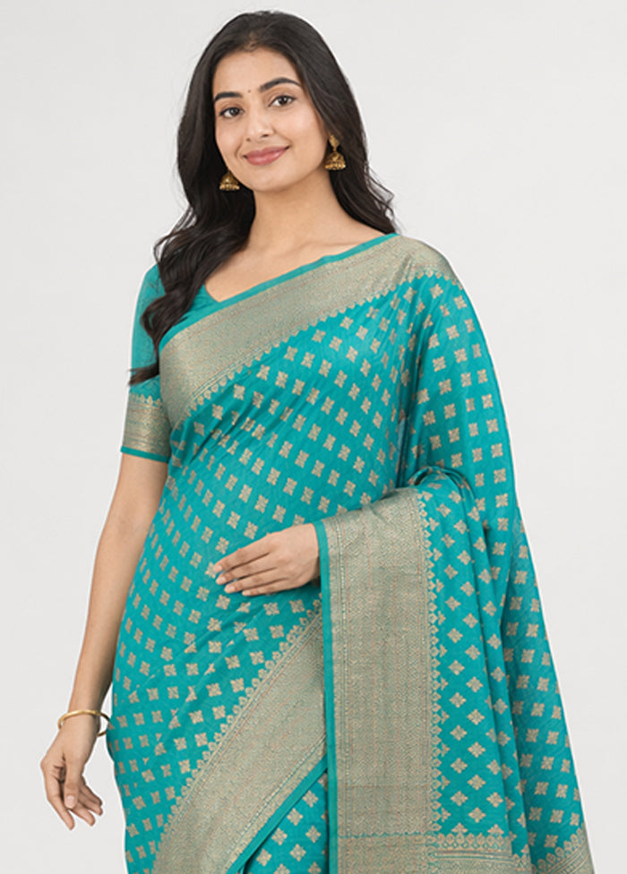 Green Tussar Silk Saree With Blouse Piece