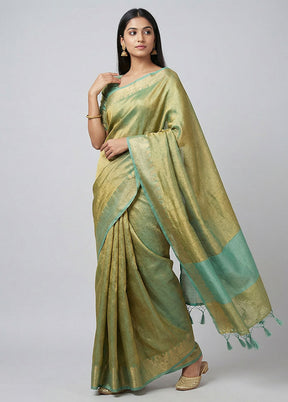 Green Tissue Silk Saree With Blouse Piece