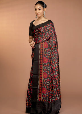 Cream Handloom Tussar Pure Silk Saree With Blouse Piece