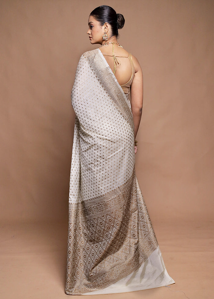 Cream Dupion Silk Saree With Blouse Piece
