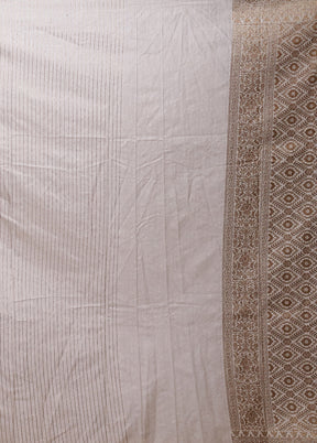 Cream Dupion Silk Saree With Blouse Piece