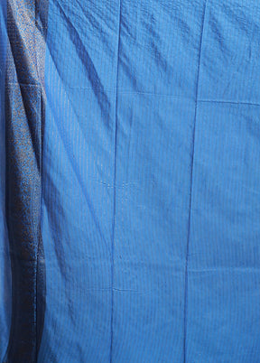 Blue Dupion Silk Saree With Blouse Piece