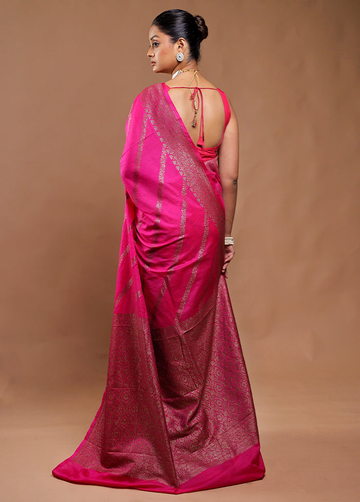 Pink Dupion Silk Saree With Blouse Piece