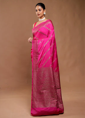 Pink Dupion Silk Saree With Blouse Piece