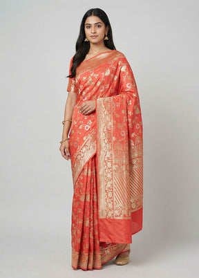 Pink Katan Silk Saree With Blouse Piece
