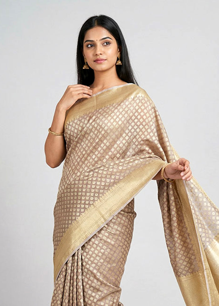 Grey Kora Silk Saree With Blouse Piece