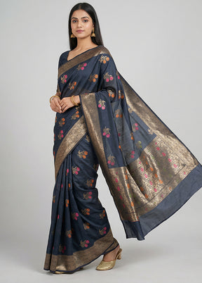 Black Katan Silk Saree With Blouse Piece