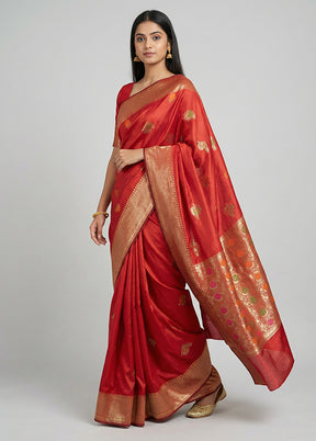 Maroon Katan Silk Saree With Blouse Piece