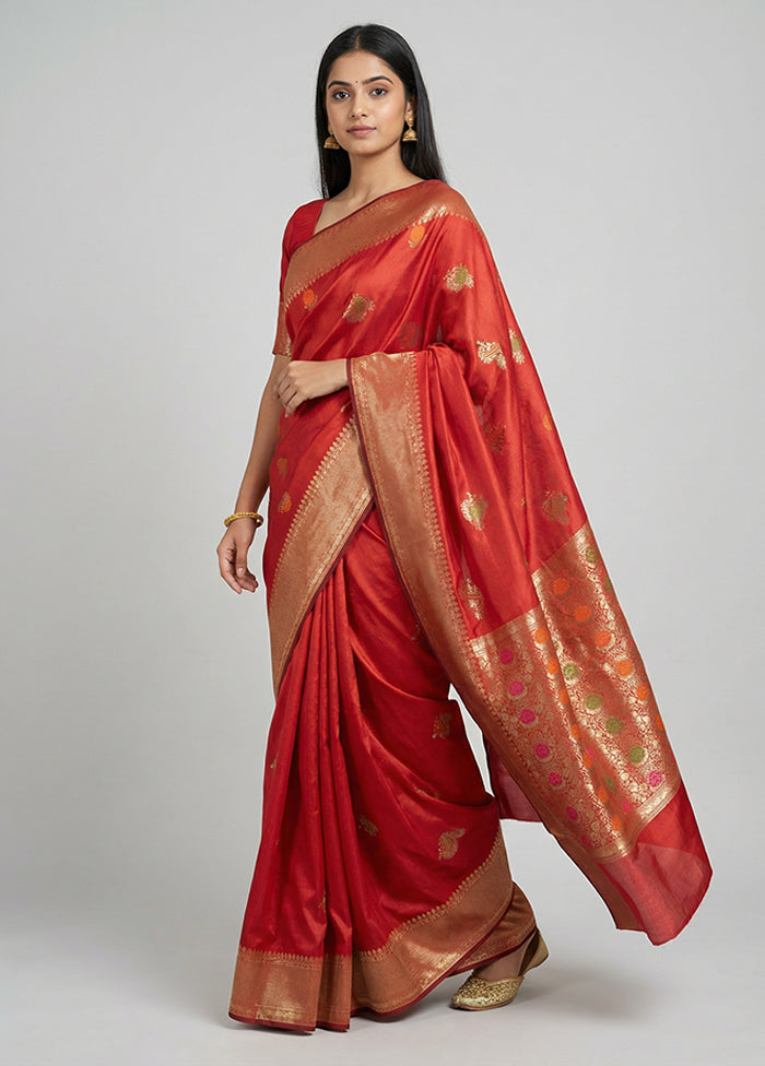 Maroon Katan Silk Saree With Blouse Piece