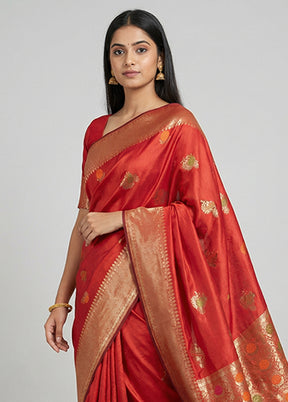 Maroon Katan Silk Saree With Blouse Piece