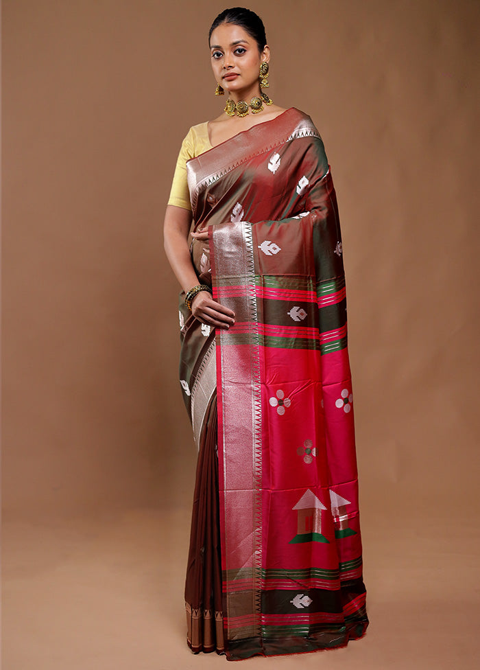 Maroon Dupion Silk Saree With Blouse Piece