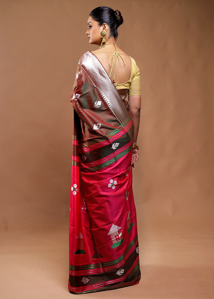 Maroon Dupion Silk Saree With Blouse Piece