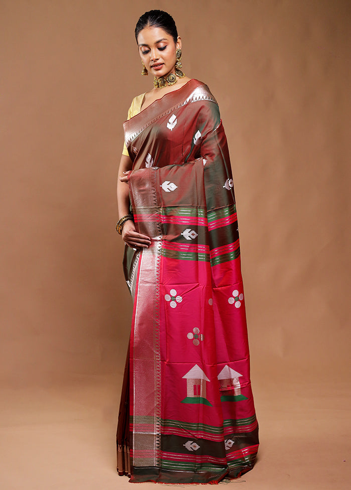 Maroon Dupion Silk Saree With Blouse Piece
