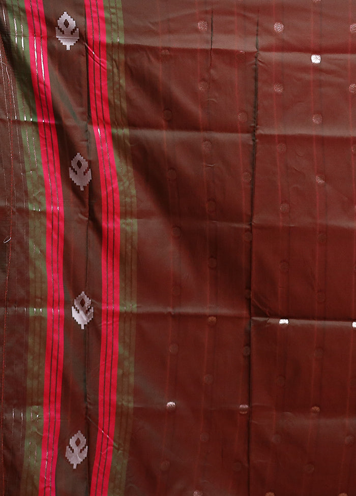 Maroon Dupion Silk Saree With Blouse Piece