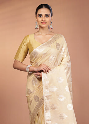Cream Dupion Silk Saree With Blouse Piece