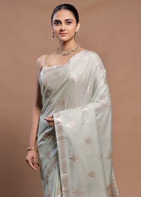 White Dupion Silk Saree With Blouse Piece