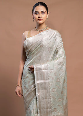 White Dupion Silk Saree With Blouse Piece
