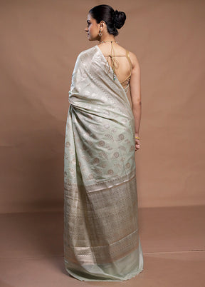 White Dupion Silk Saree With Blouse Piece