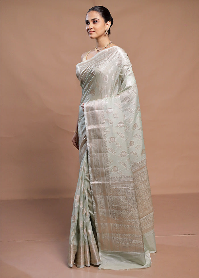 White Dupion Silk Saree With Blouse Piece