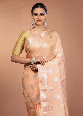 Pink Dupion Silk Saree With Blouse Piece