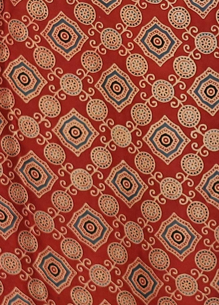 Red Printed Pure Silk Saree Without Blouse Piece