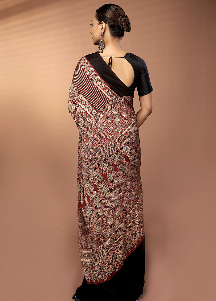 Red Printed Pure Silk Saree Without Blouse Piece