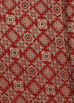 Red Printed Pure Silk Saree Without Blouse Piece